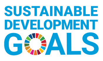 Sustainable development goals logo, with colour wheel showing 17 colours of goals